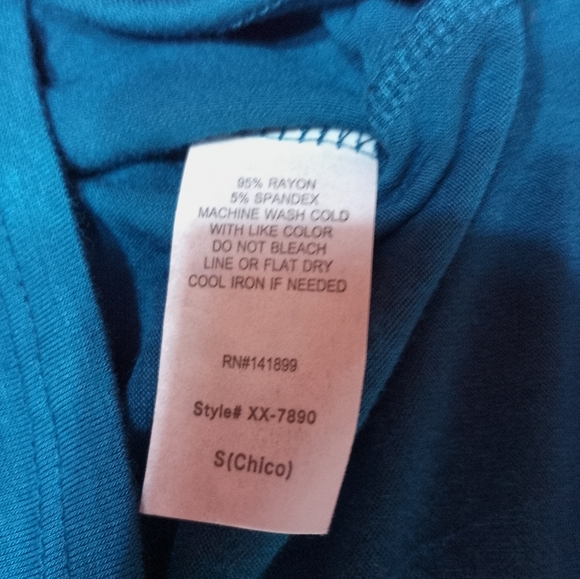 Free to Live Turquoise Short Sleeve Blouse - Picture 3 of 3